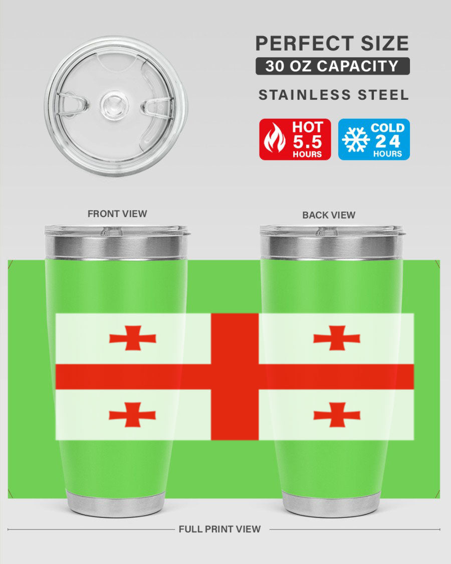 Georgia 134# Tumbler featuring double wall vacuum insulation, available in 20oz and 30oz sizes, with a vibrant printed design.