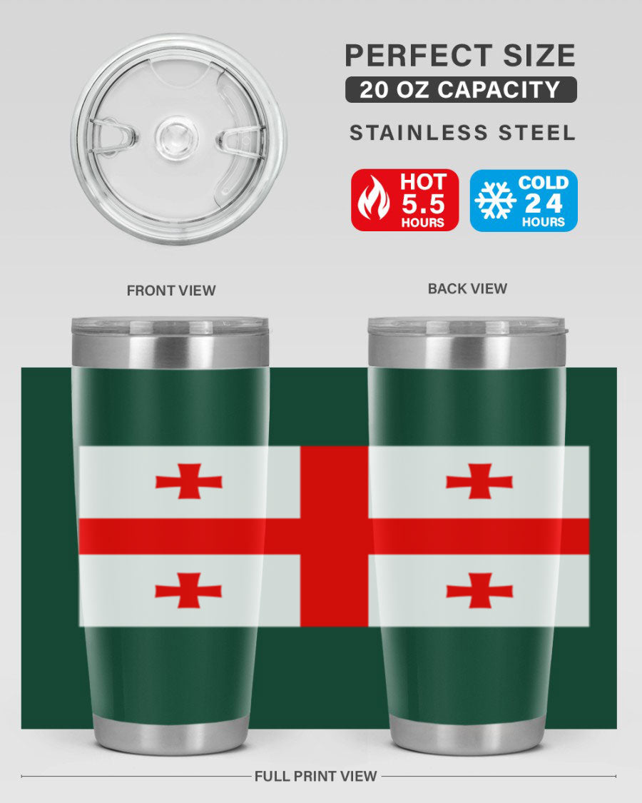 Georgia 134# Tumbler featuring double wall vacuum insulation, available in 20oz and 30oz sizes, with a vibrant printed design.