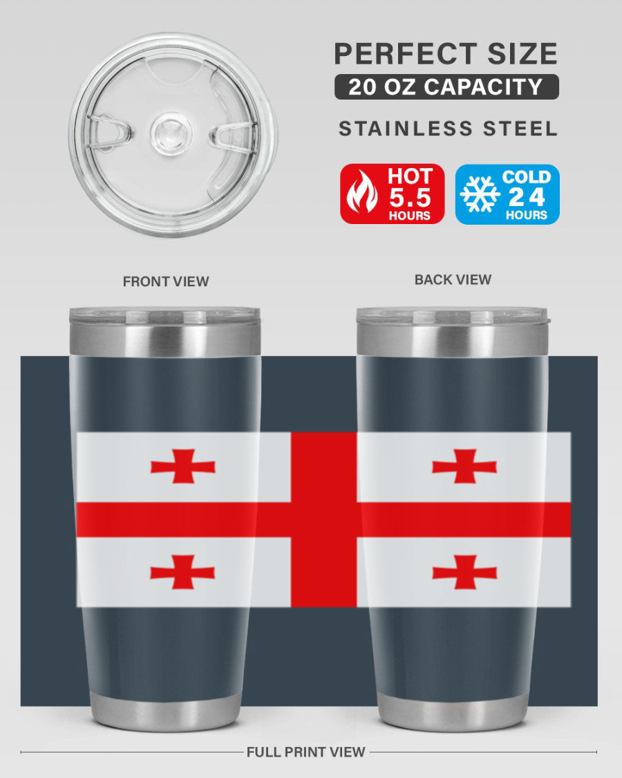 Georgia 134# Tumbler featuring double wall vacuum insulation, available in 20oz and 30oz sizes, with a vibrant printed design.