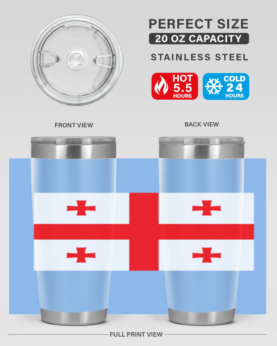 Georgia 134# Tumbler featuring double wall vacuum insulation, available in 20oz and 30oz sizes, with a vibrant printed design.