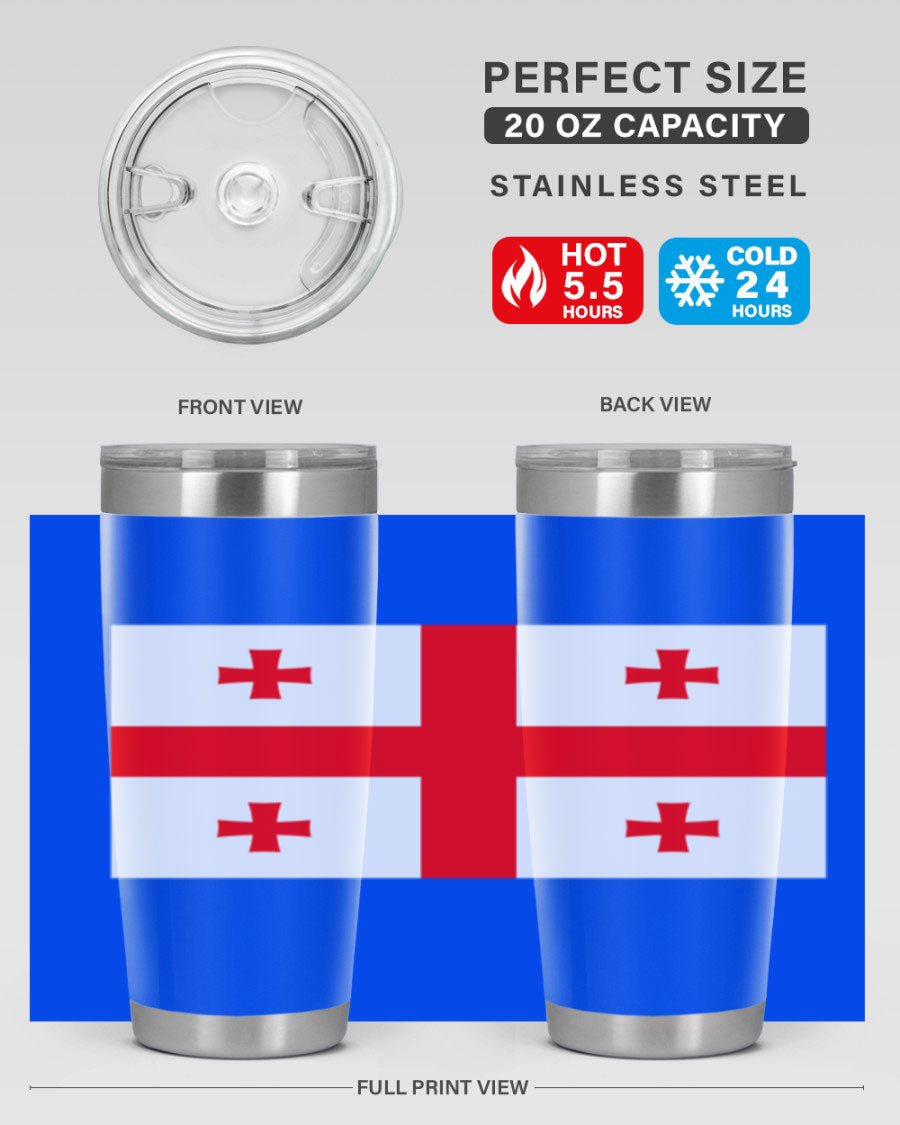 Georgia 134# Tumbler featuring double wall vacuum insulation, available in 20oz and 30oz sizes, with a vibrant printed design.