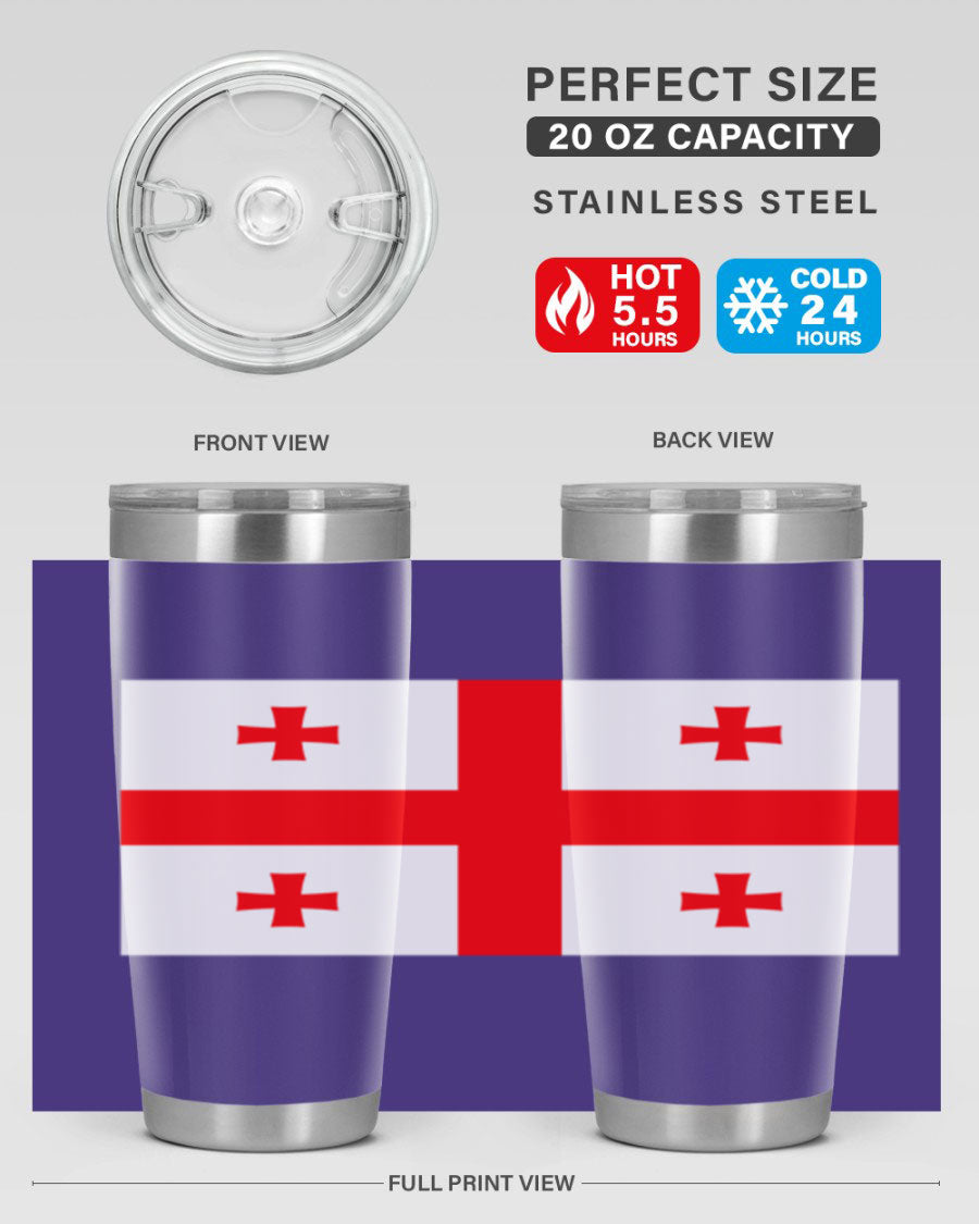 Georgia 134# Tumbler featuring double wall vacuum insulation, available in 20oz and 30oz sizes, with a vibrant printed design.