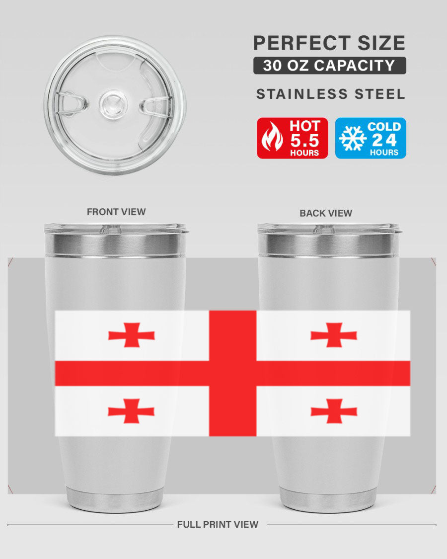 Georgia 134# Tumbler featuring double wall vacuum insulation, available in 20oz and 30oz sizes, with a vibrant printed design.