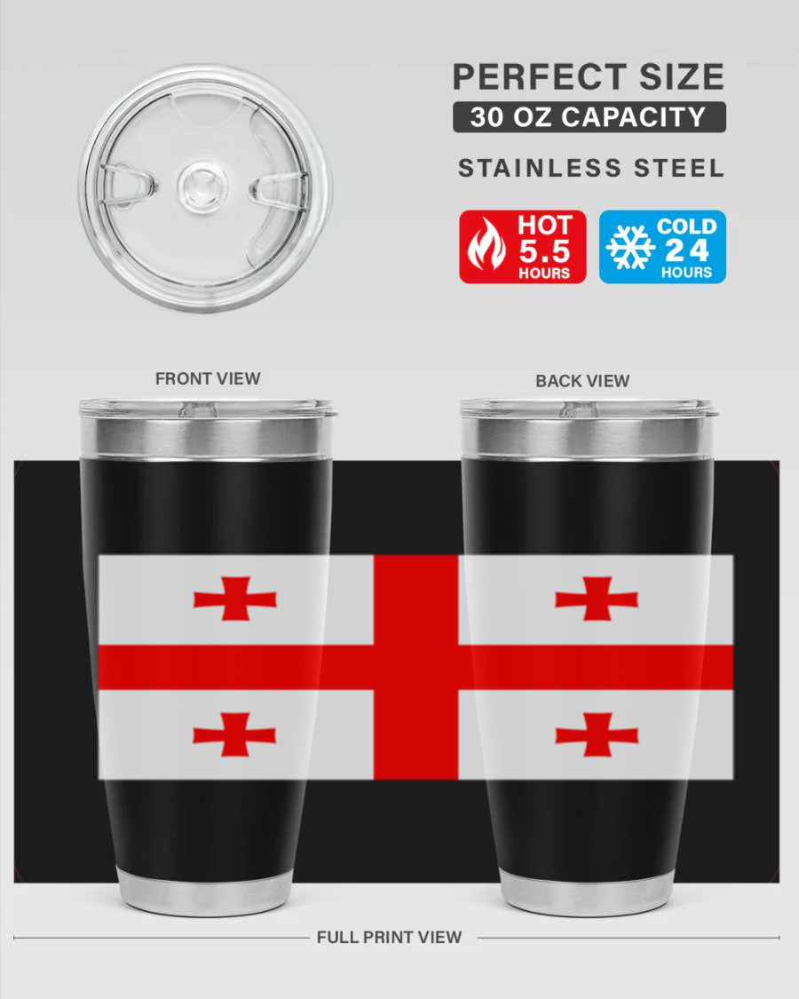 Georgia 134# Tumbler featuring double wall vacuum insulation, available in 20oz and 30oz sizes, with a vibrant printed design.