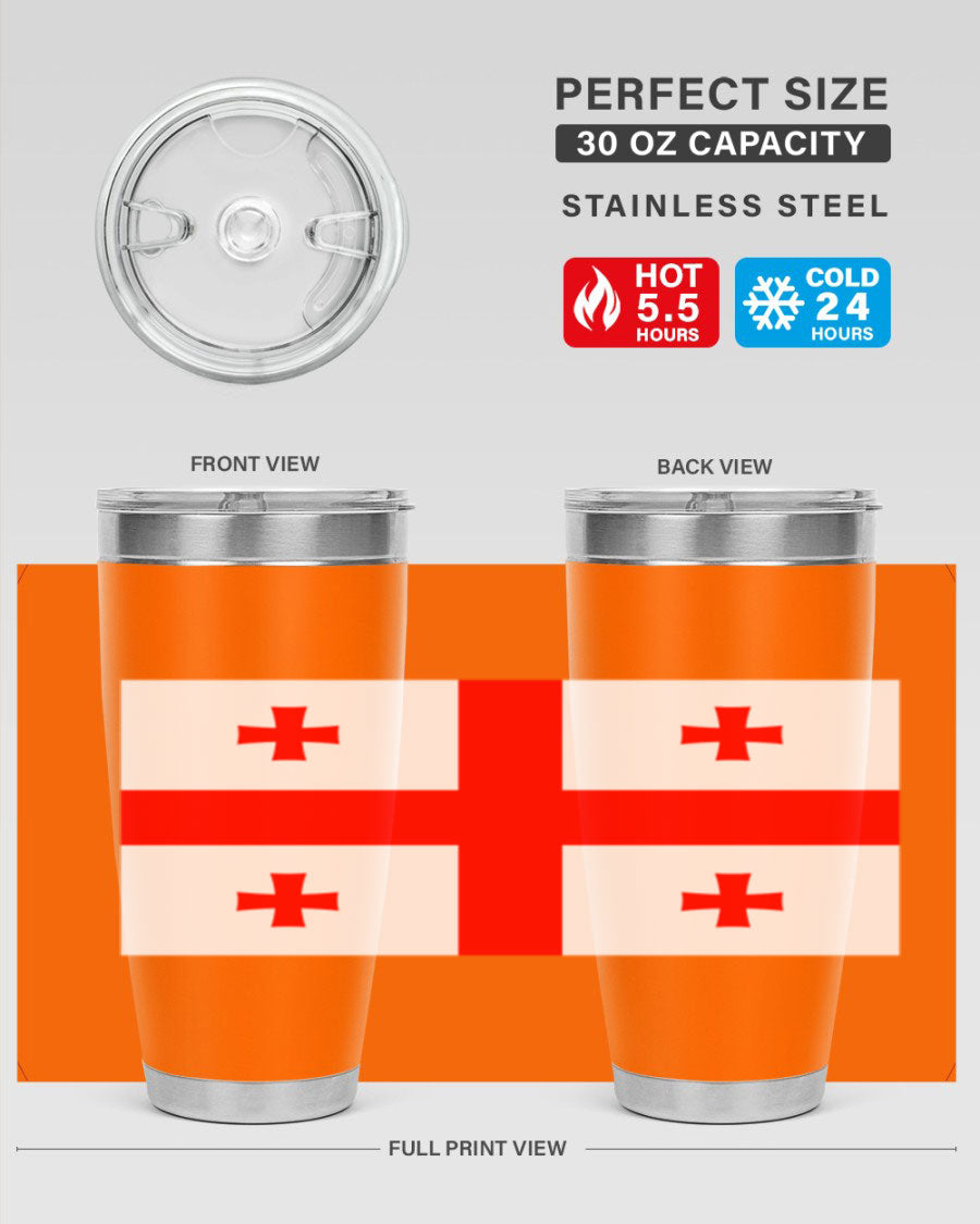 Georgia 134# Tumbler featuring double wall vacuum insulation, available in 20oz and 30oz sizes, with a vibrant printed design.