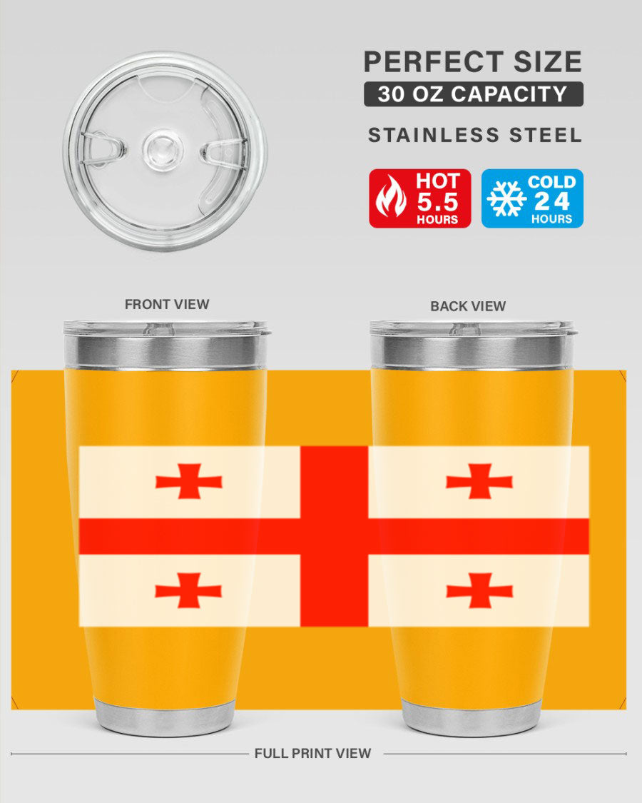 Georgia 134# Tumbler featuring double wall vacuum insulation, available in 20oz and 30oz sizes, with a vibrant printed design.