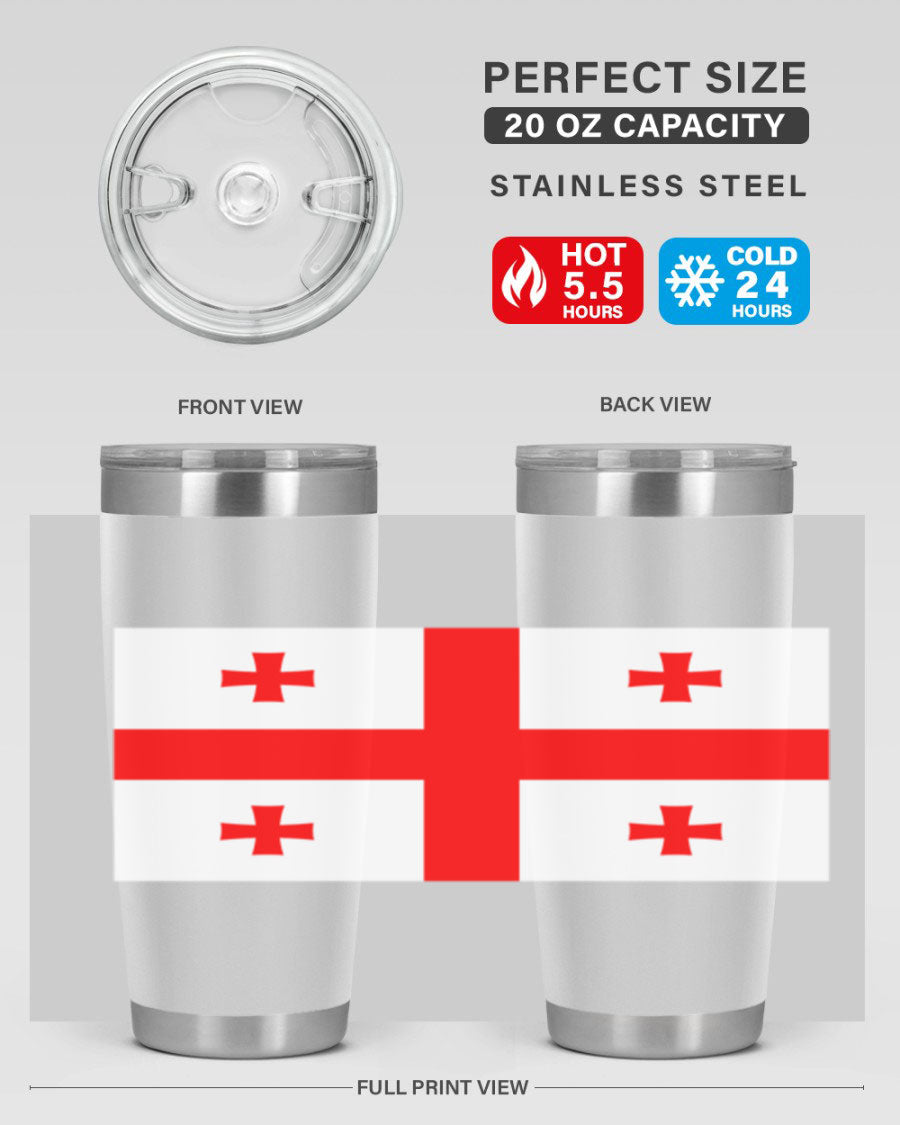 Georgia 134# Tumbler featuring double wall vacuum insulation, available in 20oz and 30oz sizes, with a vibrant printed design.