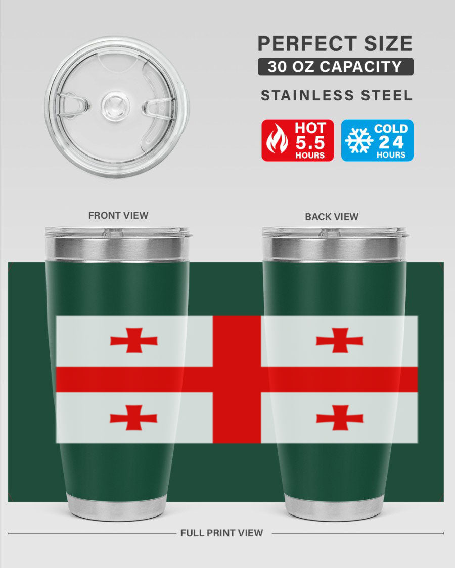 Georgia 134# Tumbler featuring double wall vacuum insulation, available in 20oz and 30oz sizes, with a vibrant printed design.