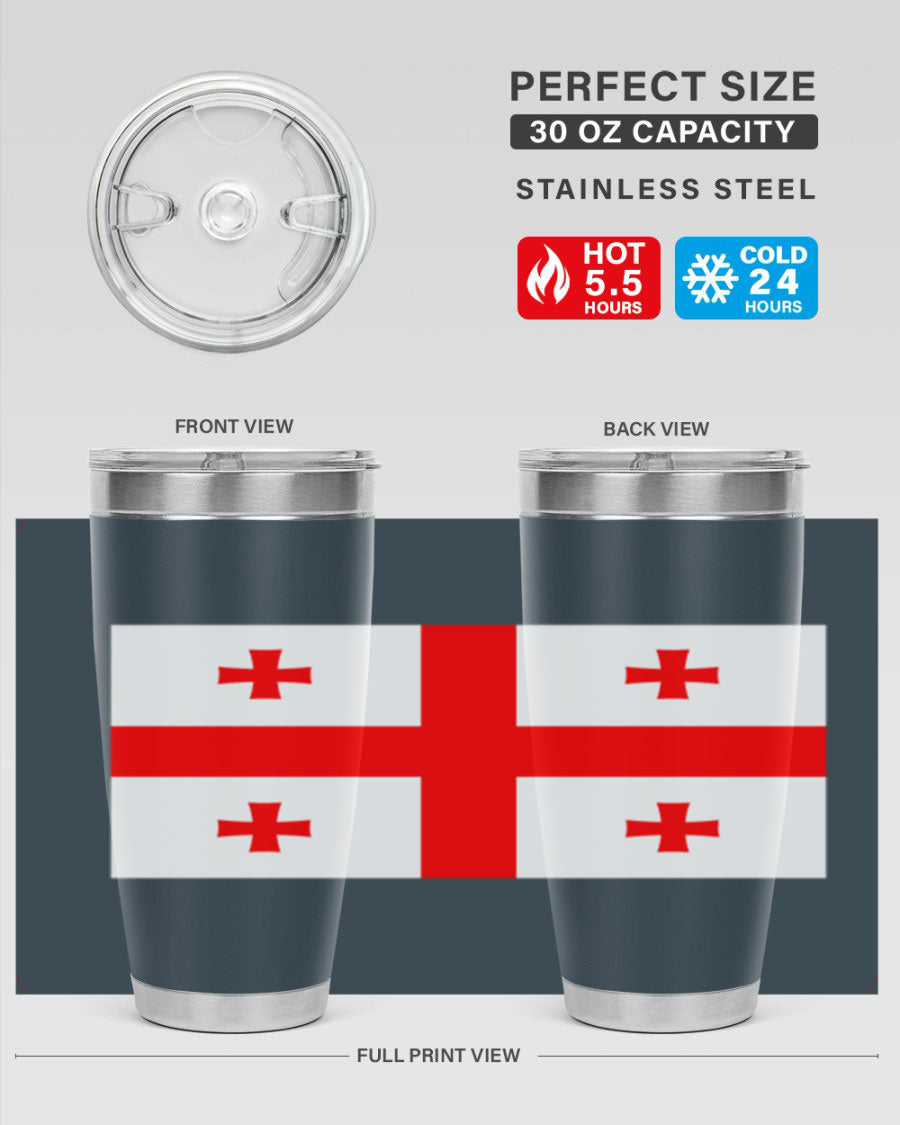 Georgia 134# Tumbler featuring double wall vacuum insulation, available in 20oz and 30oz sizes, with a vibrant printed design.