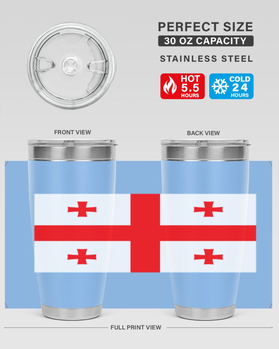 Georgia 134# Tumbler featuring double wall vacuum insulation, available in 20oz and 30oz sizes, with a vibrant printed design.