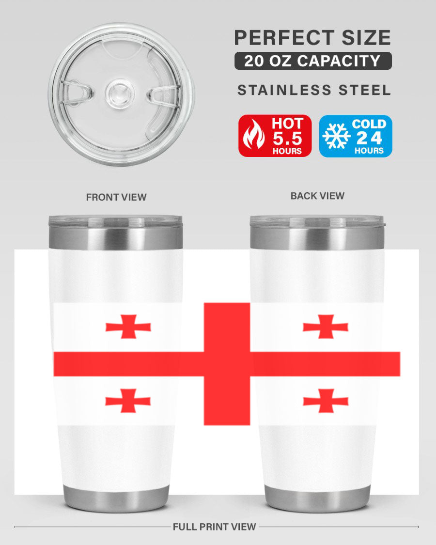 Georgia 134# Tumbler featuring double wall vacuum insulation, available in 20oz and 30oz sizes, with a vibrant printed design.