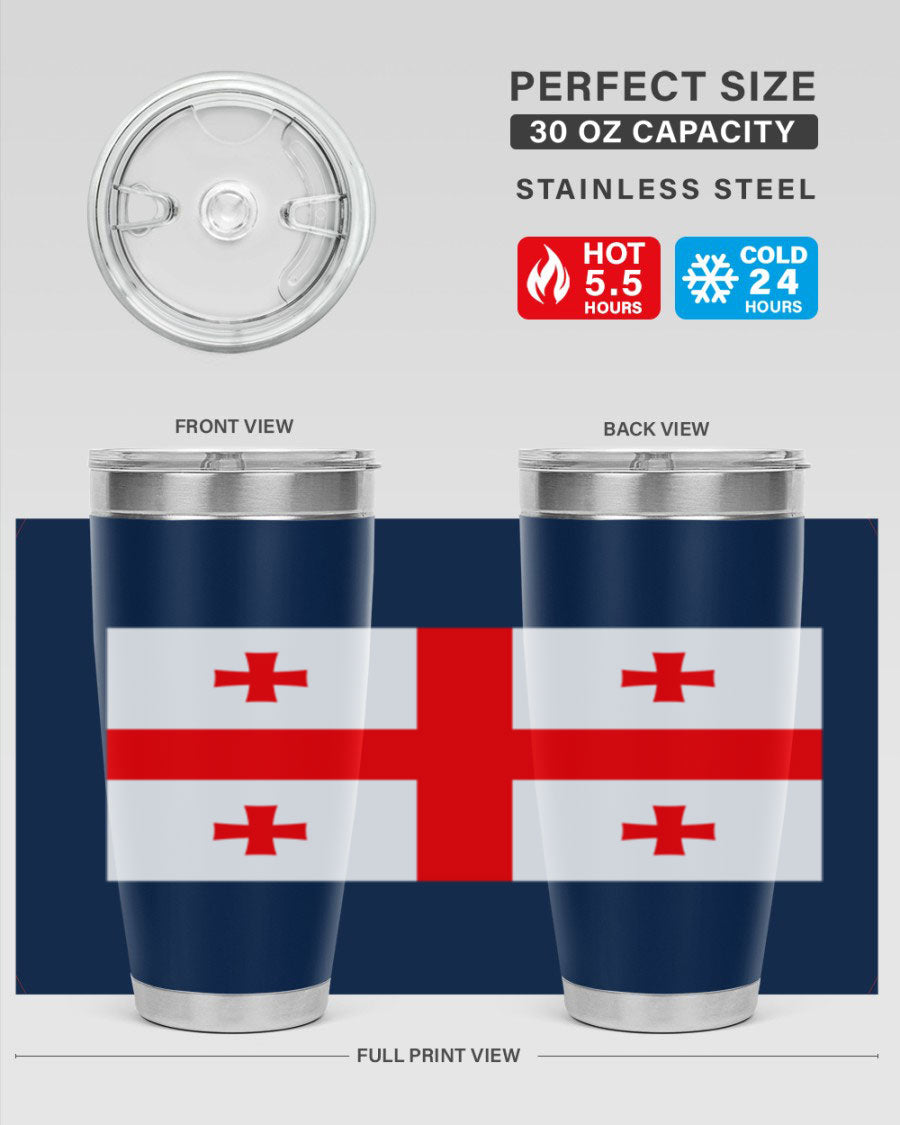 Georgia 134# Tumbler featuring double wall vacuum insulation, available in 20oz and 30oz sizes, with a vibrant printed design.