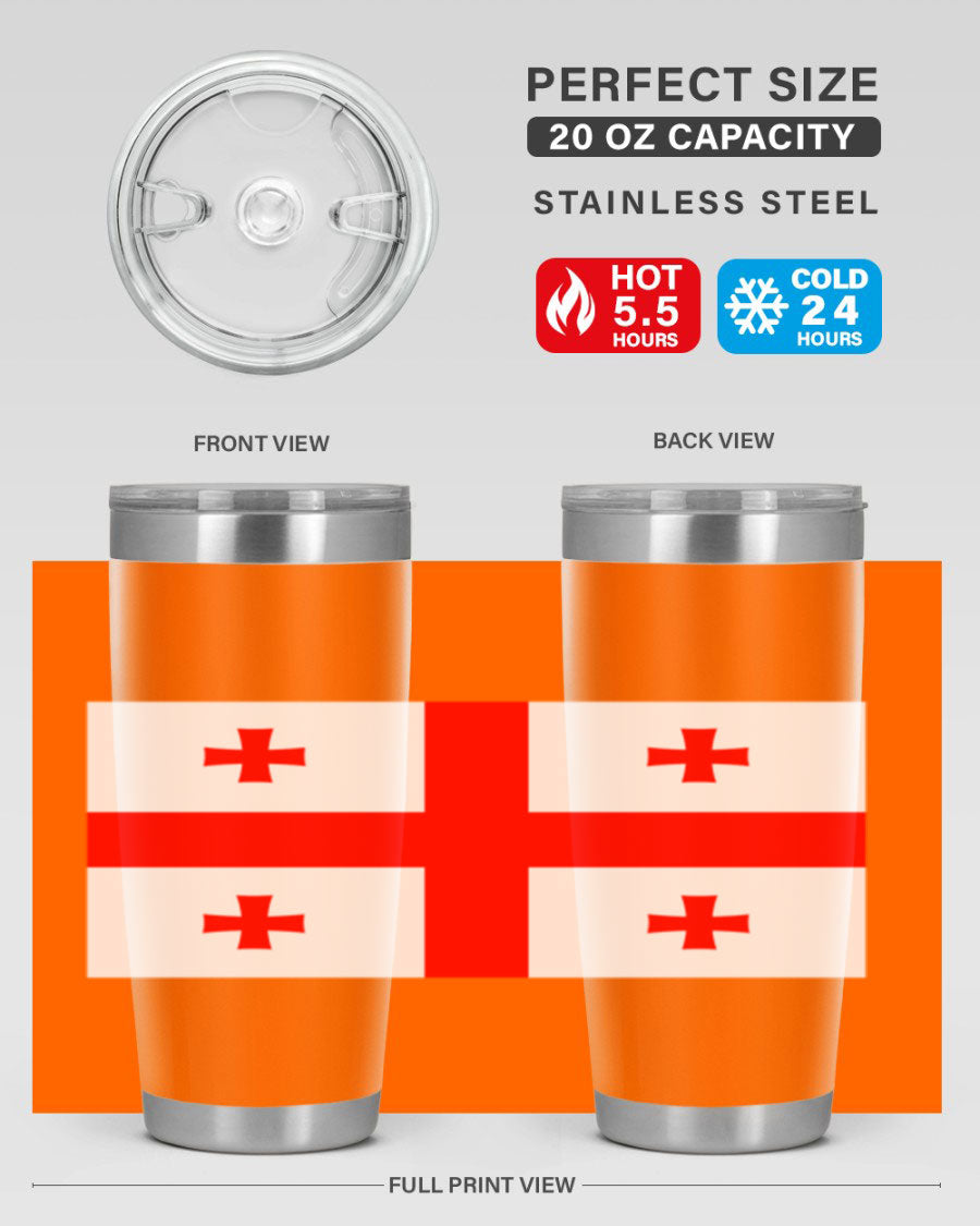 Georgia 134# Tumbler featuring double wall vacuum insulation, available in 20oz and 30oz sizes, with a vibrant printed design.