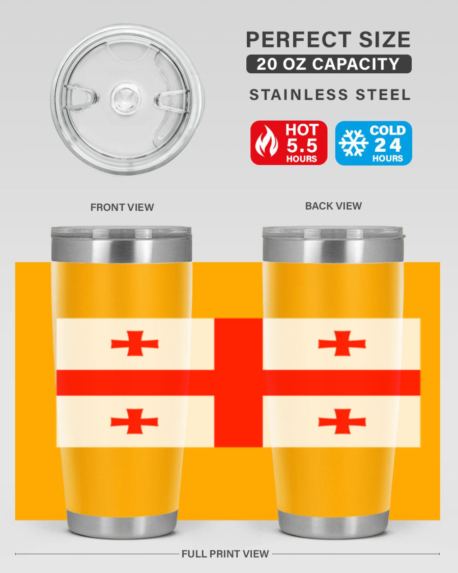 Georgia 134# Tumbler featuring double wall vacuum insulation, available in 20oz and 30oz sizes, with a vibrant printed design.