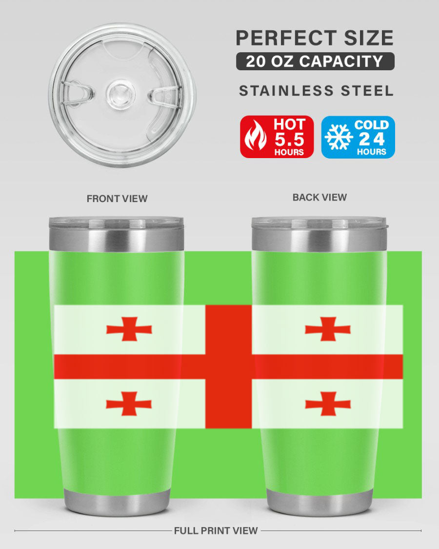 Georgia 134# Tumbler featuring double wall vacuum insulation, available in 20oz and 30oz sizes, with a vibrant printed design.