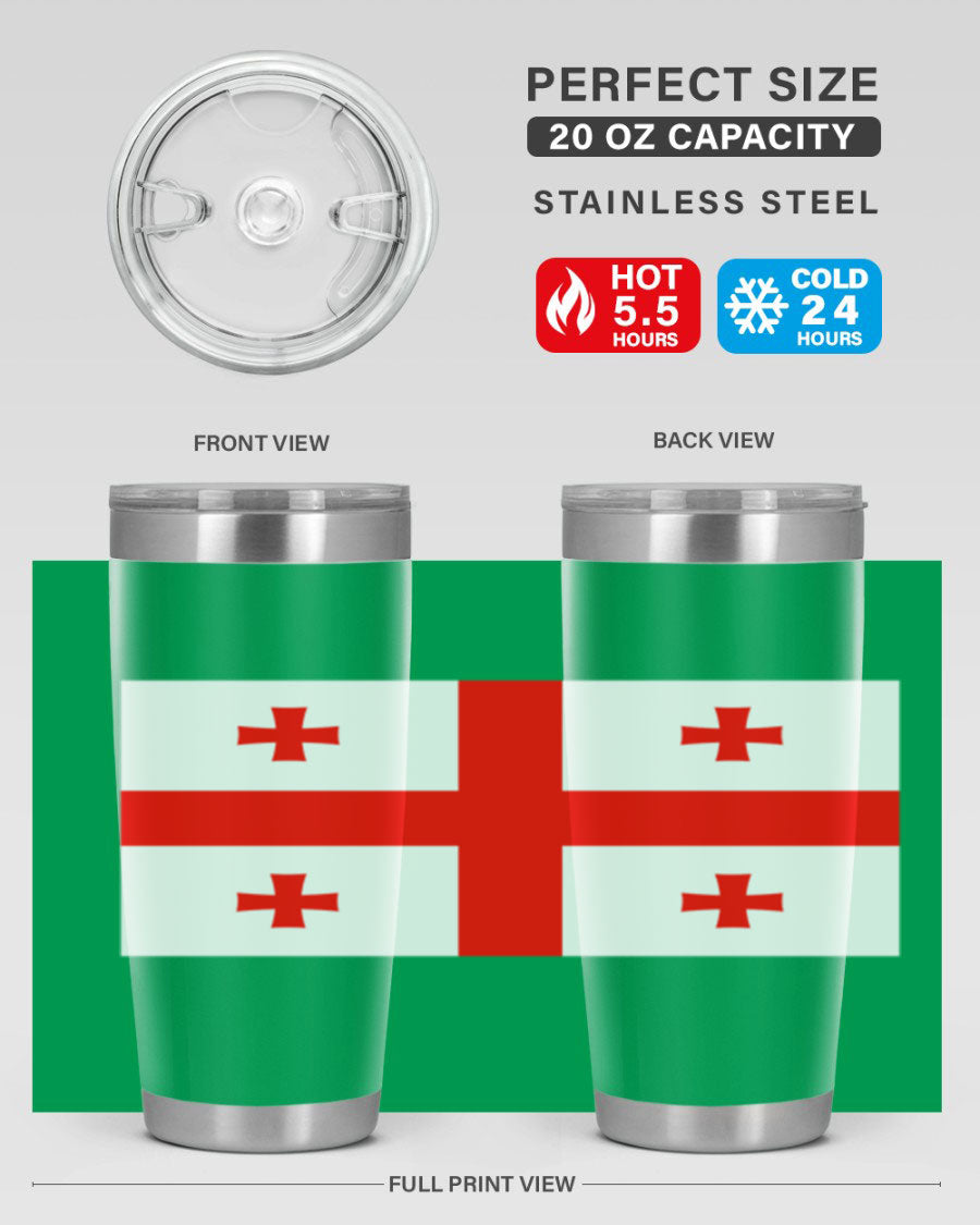 Georgia 134# Tumbler featuring double wall vacuum insulation, available in 20oz and 30oz sizes, with a vibrant printed design.