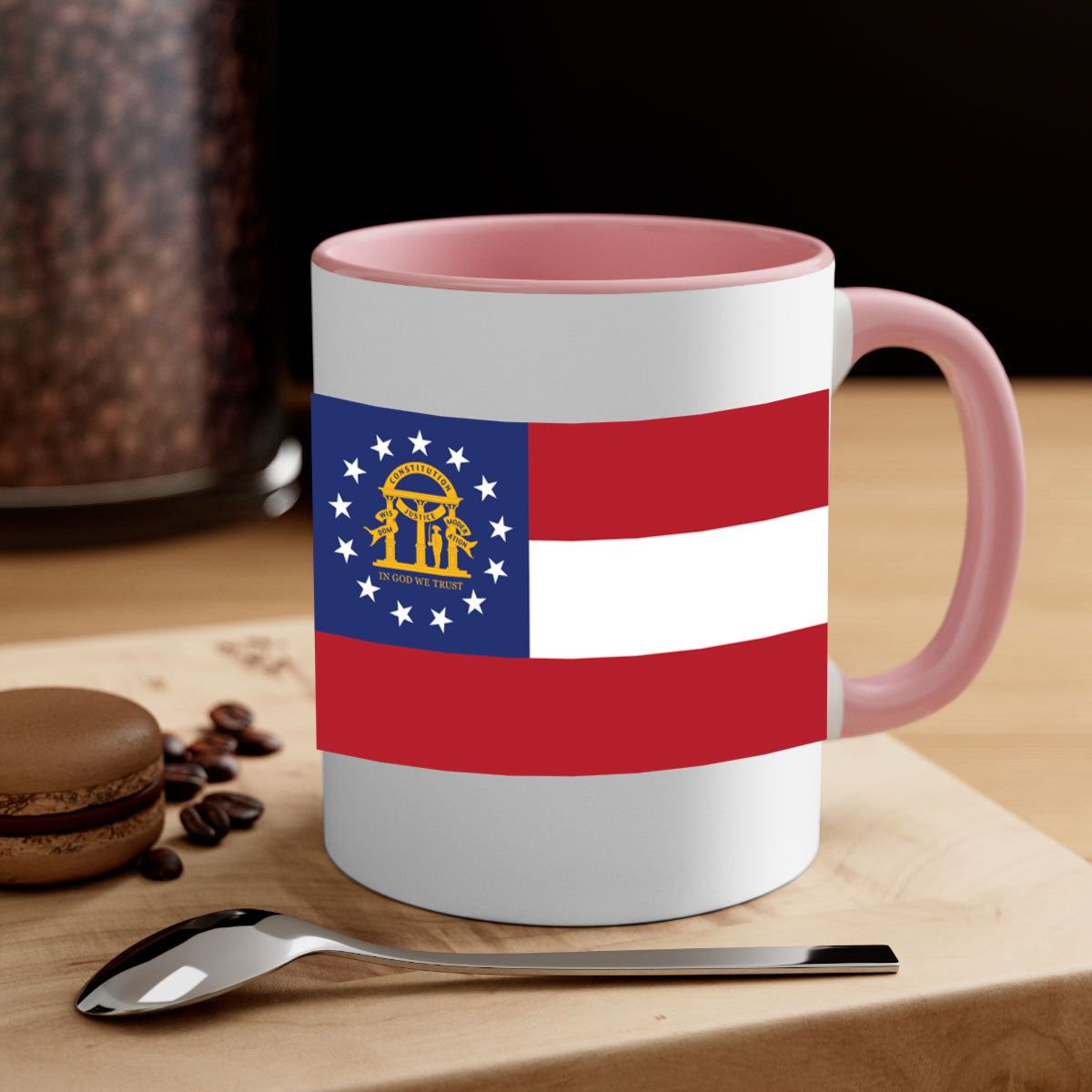 Georgia 42# Mug featuring a glossy finish with a colored handle and interior, available in multiple colors and sizes.