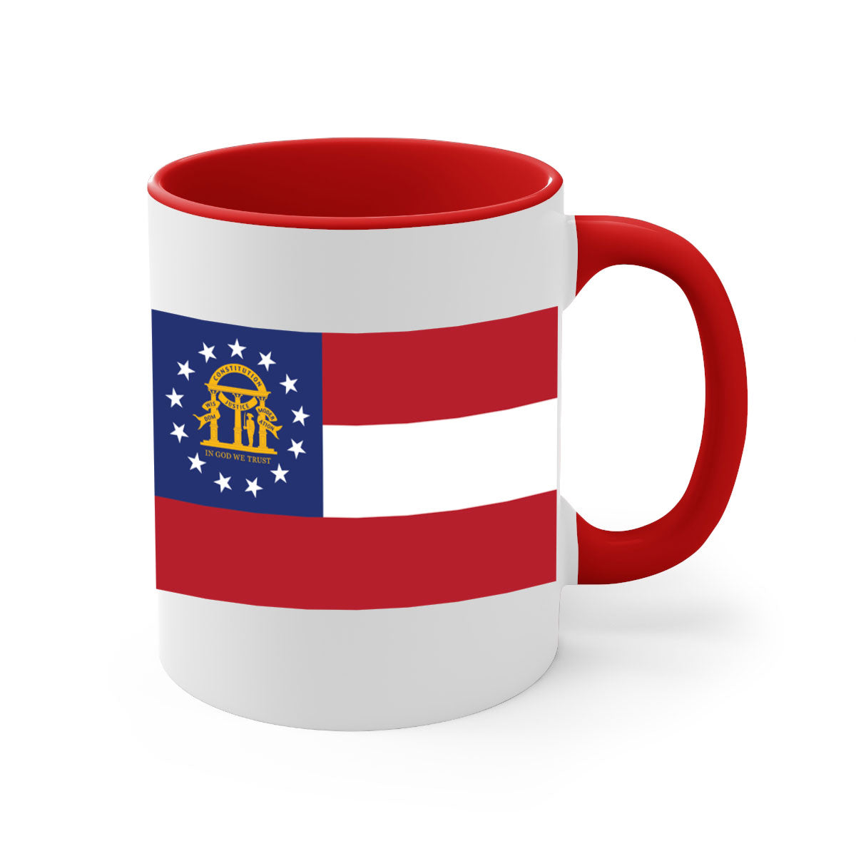 Georgia 42# Mug featuring a glossy finish with a colored handle and interior, available in multiple colors and sizes.