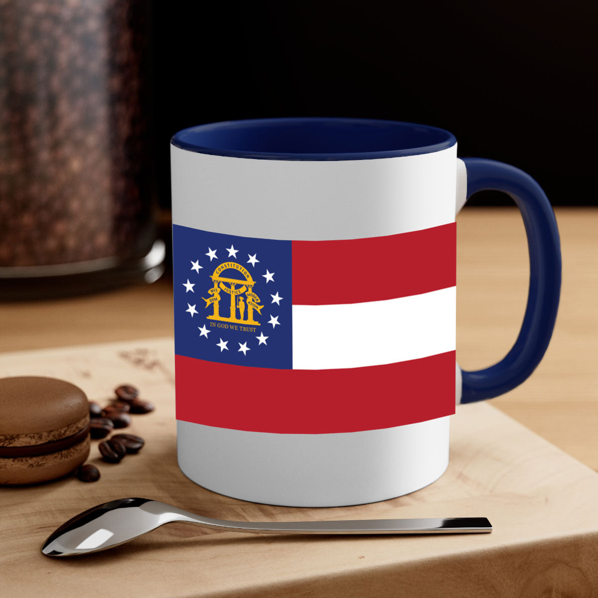 Georgia 42# Mug featuring a glossy finish with a colored handle and interior, available in multiple colors and sizes.