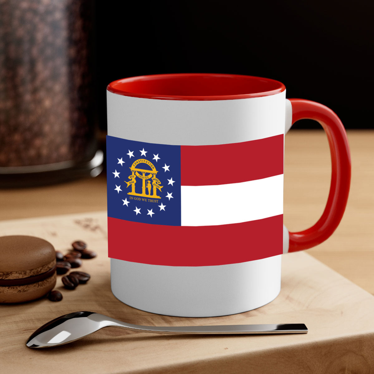 Georgia 42# Mug featuring a glossy finish with a colored handle and interior, available in multiple colors and sizes.