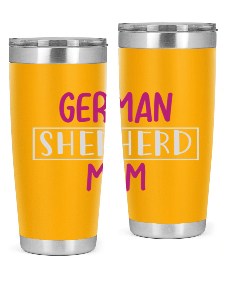 German Shepherd Mom tumbler featuring a stylish design, made from double wall vacuum stainless steel, perfect for hot and cold beverages.
