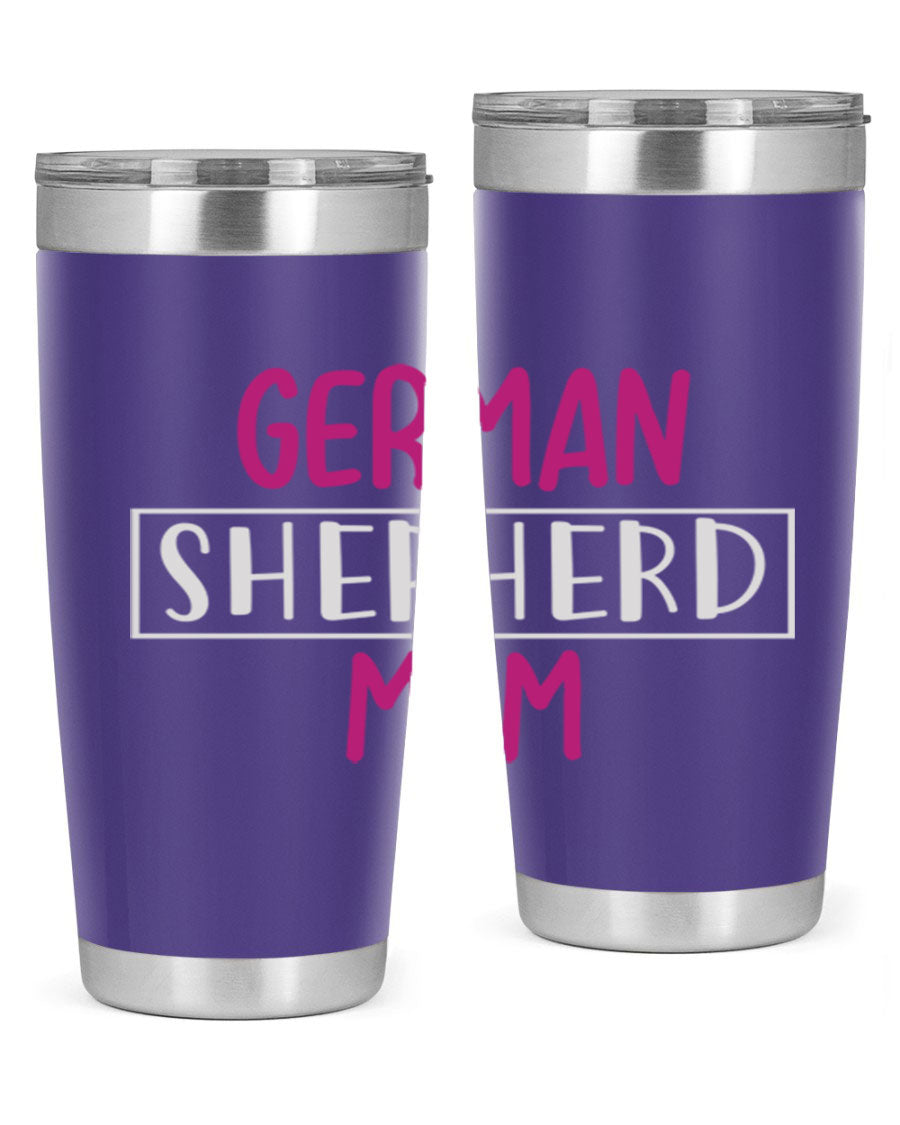 German Shepherd Mom tumbler featuring a stylish design, made from double wall vacuum stainless steel, perfect for hot and cold beverages.