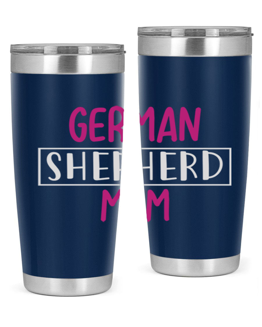 German Shepherd Mom tumbler featuring a stylish design, made from double wall vacuum stainless steel, perfect for hot and cold beverages.