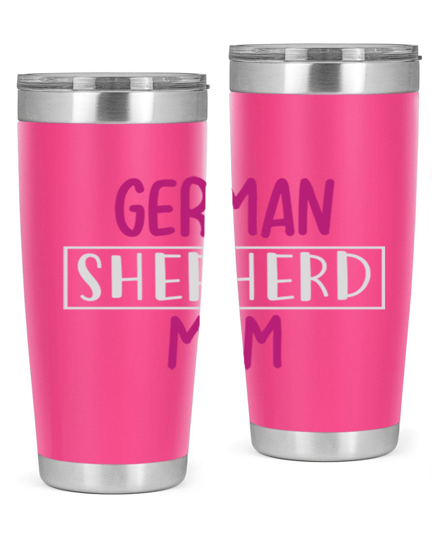 German Shepherd Mom tumbler featuring a stylish design, made from double wall vacuum stainless steel, perfect for hot and cold beverages.