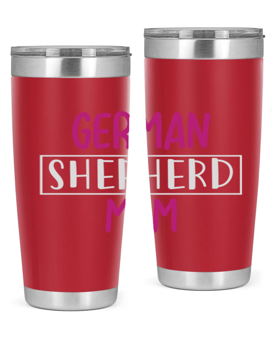 German Shepherd Mom tumbler featuring a stylish design, made from double wall vacuum stainless steel, perfect for hot and cold beverages.