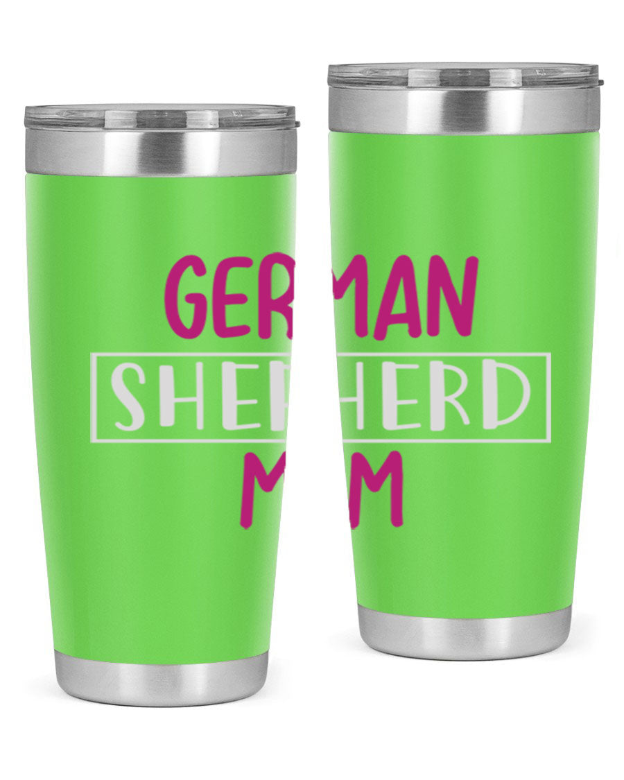 German Shepherd Mom tumbler featuring a stylish design, made from double wall vacuum stainless steel, perfect for hot and cold beverages.