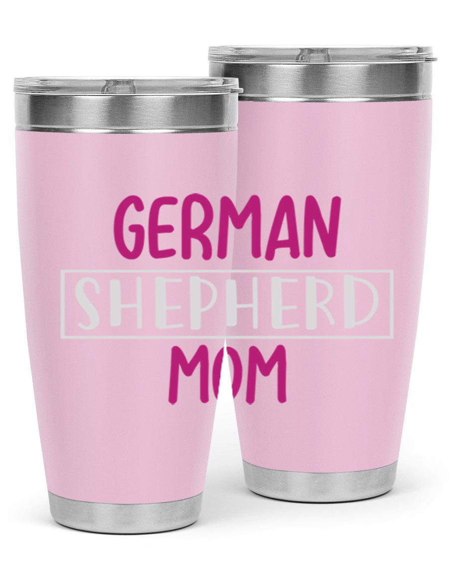 German Shepherd Mom tumbler featuring a stylish design, made from double wall vacuum stainless steel, perfect for hot and cold beverages.