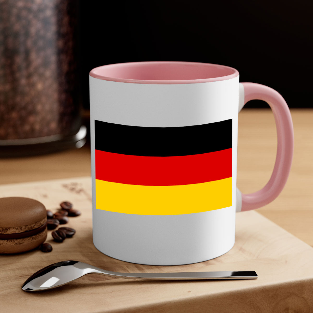 Germany 133# Mug featuring a glossy finish with a colored handle and interior, available in multiple colors.
