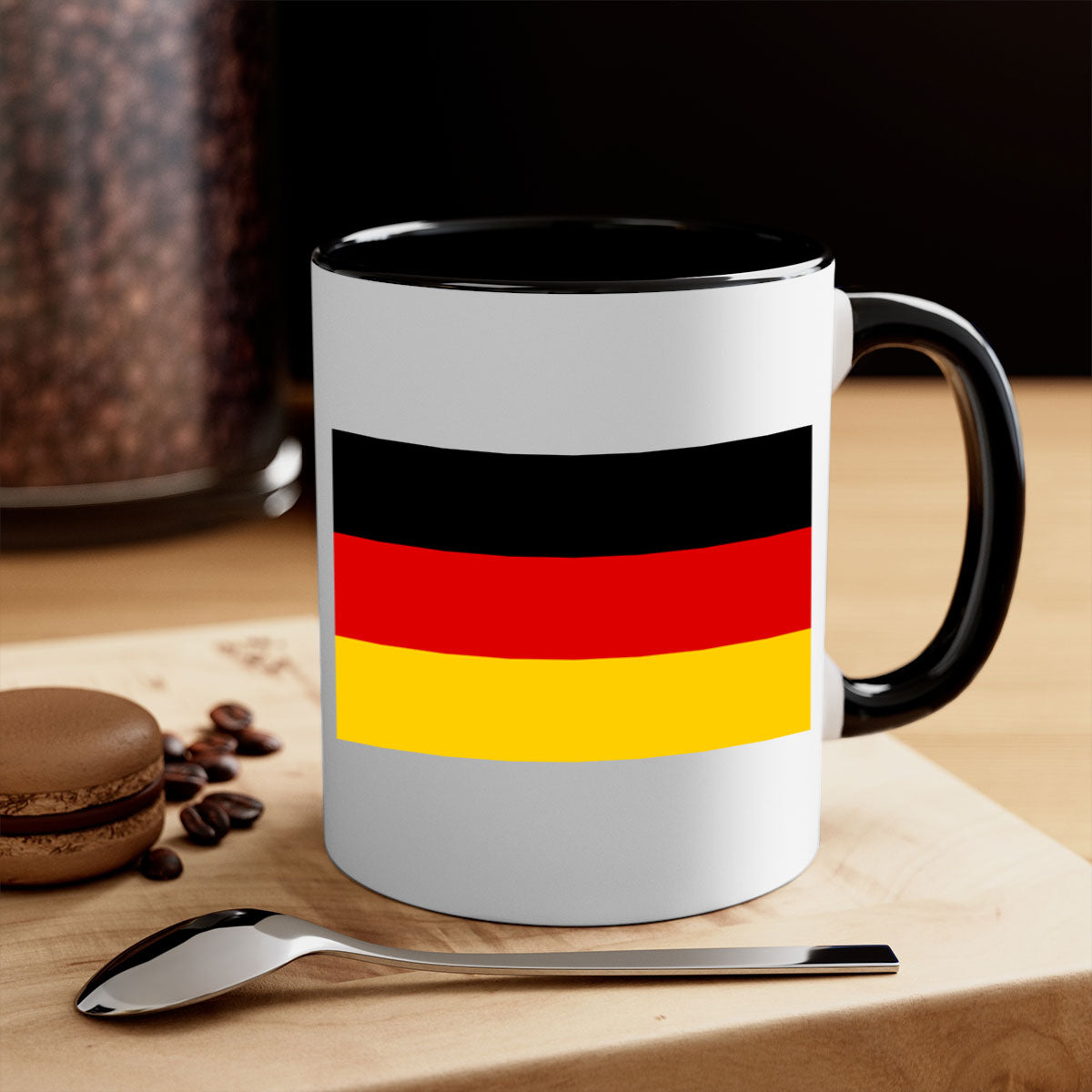 Germany 133# Mug featuring a glossy finish with a colored handle and interior, available in multiple colors.