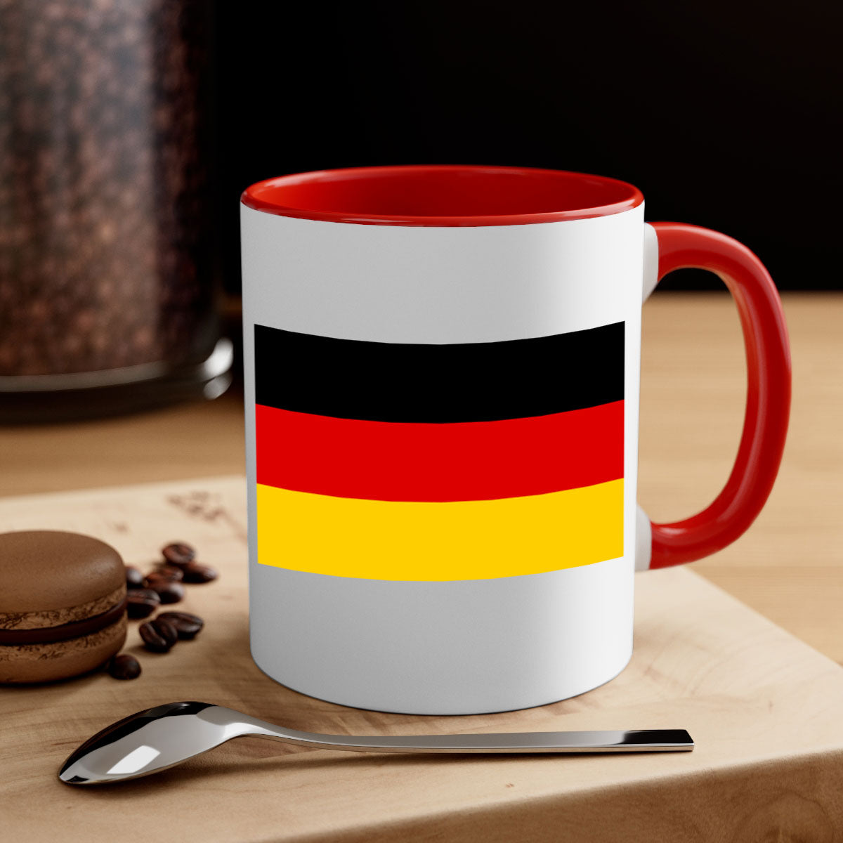 Germany 133# Mug featuring a glossy finish with a colored handle and interior, available in multiple colors.