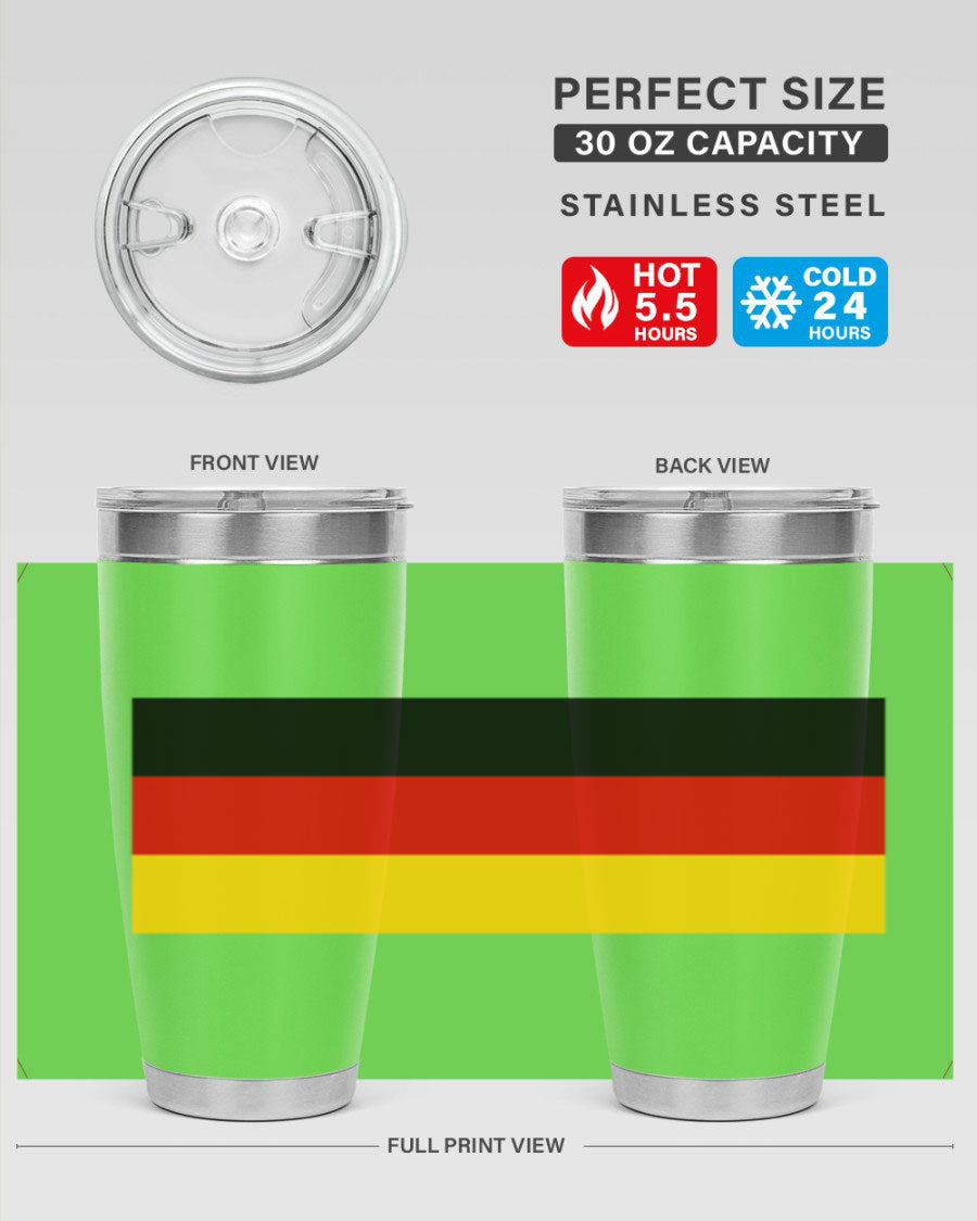 Germany 133# Tumbler showcasing double wall vacuum insulation and a drink-thru lid, perfect for hot and cold beverages.
