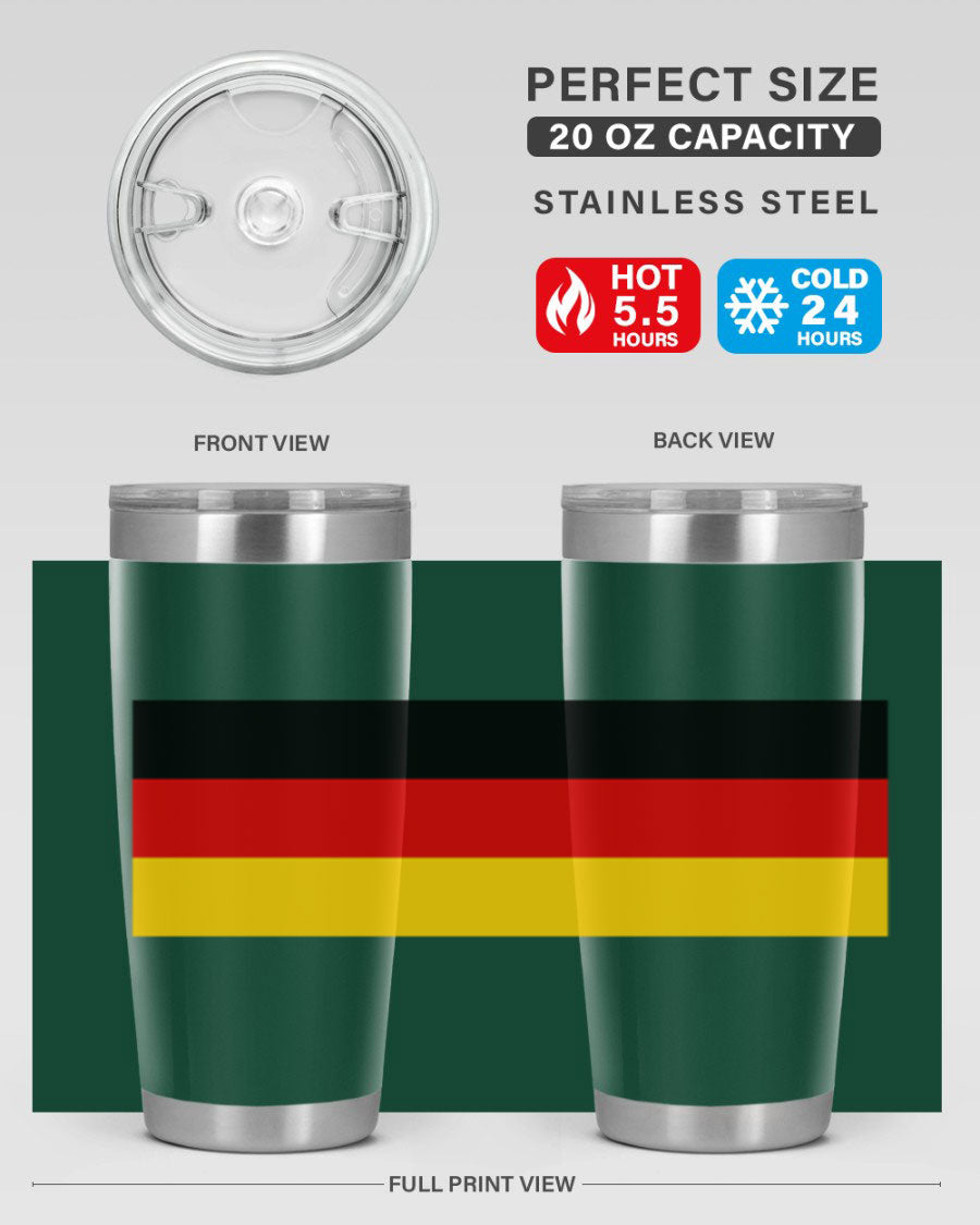 Germany 133# Tumbler showcasing double wall vacuum insulation and a drink-thru lid, perfect for hot and cold beverages.
