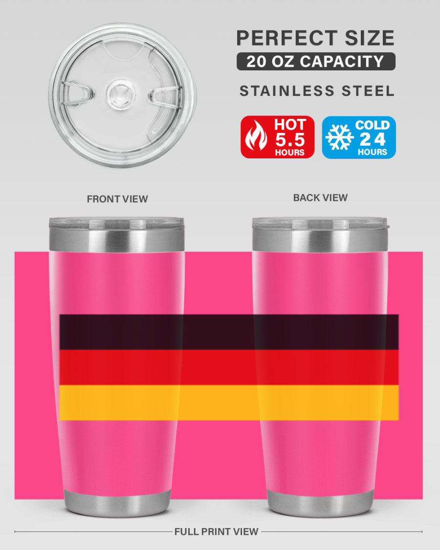 Germany 133# Tumbler showcasing double wall vacuum insulation and a drink-thru lid, perfect for hot and cold beverages.