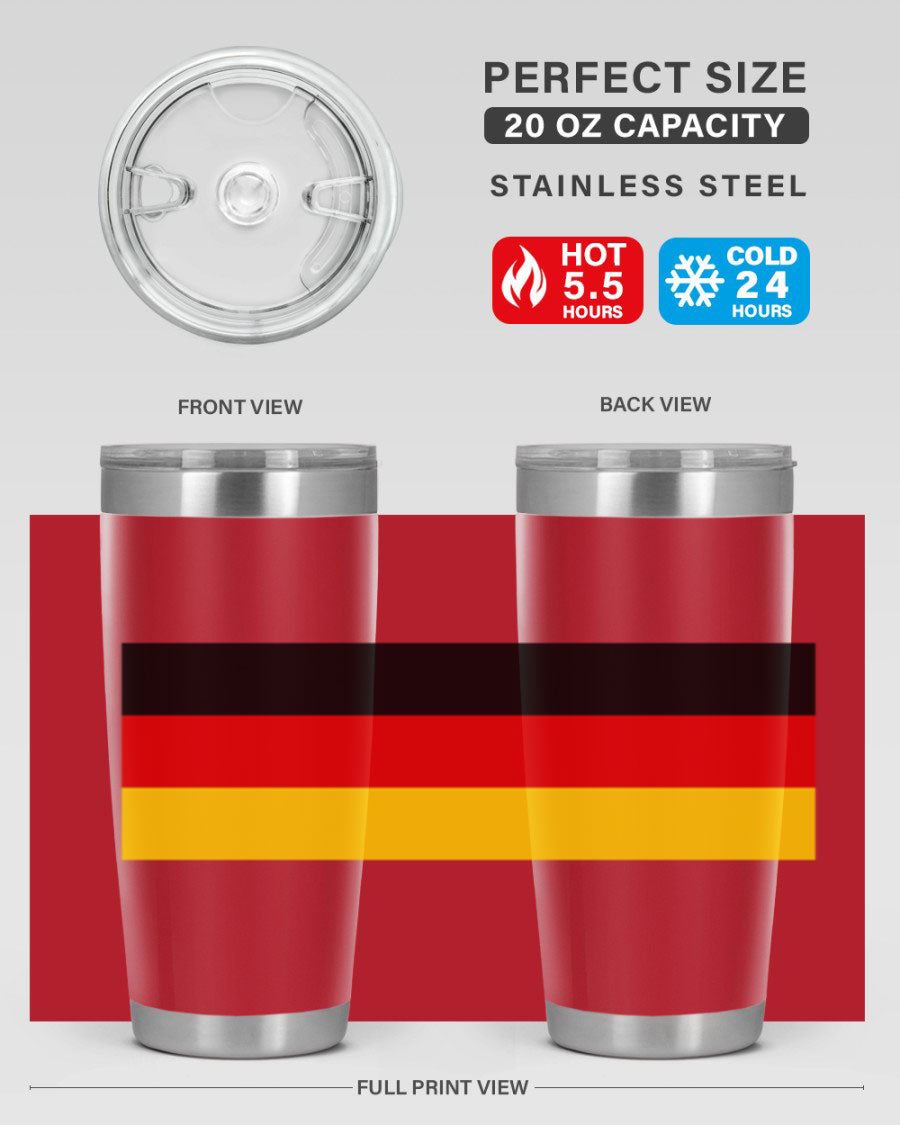 Germany 133# Tumbler showcasing double wall vacuum insulation and a drink-thru lid, perfect for hot and cold beverages.