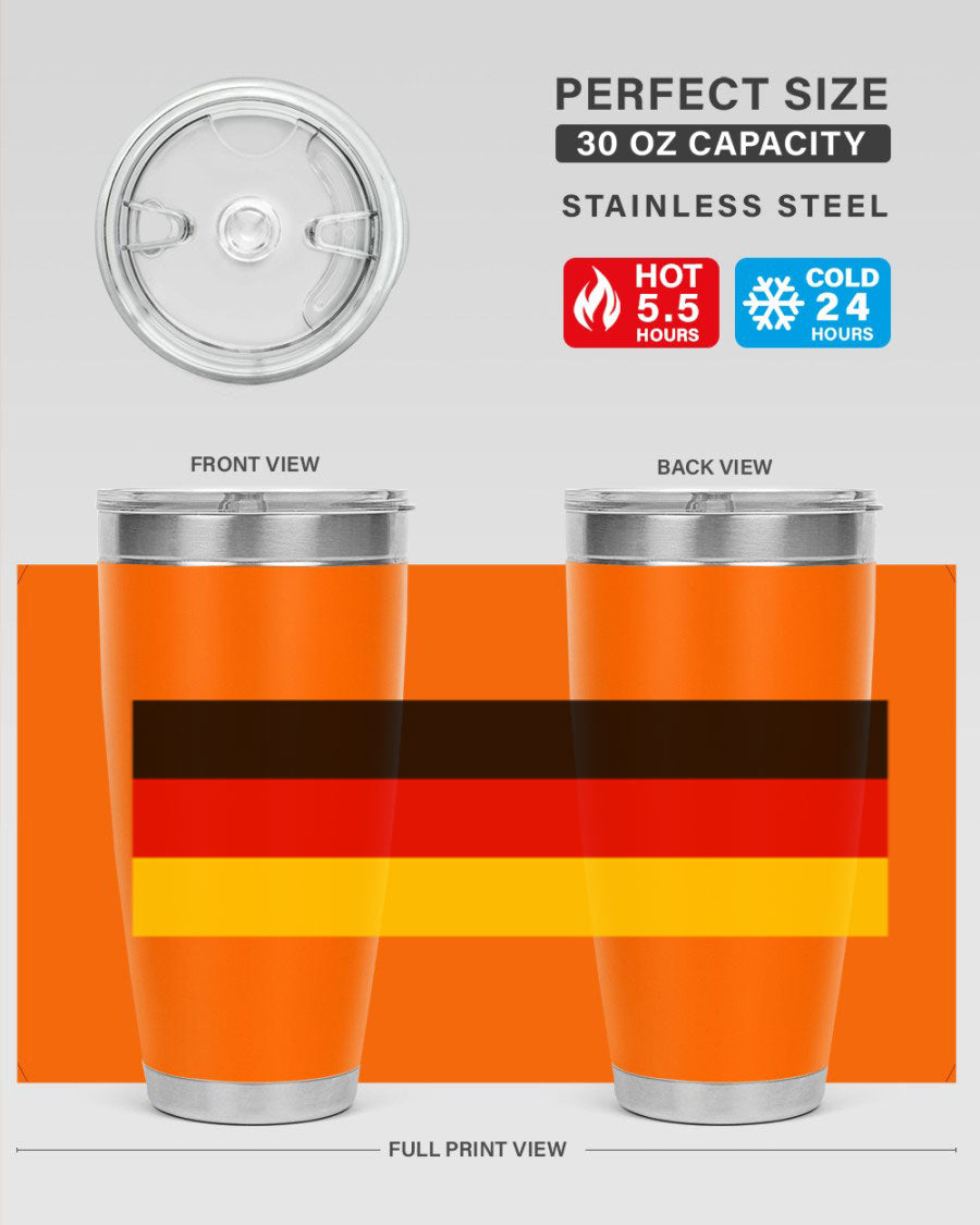 Germany 133# Tumbler showcasing double wall vacuum insulation and a drink-thru lid, perfect for hot and cold beverages.