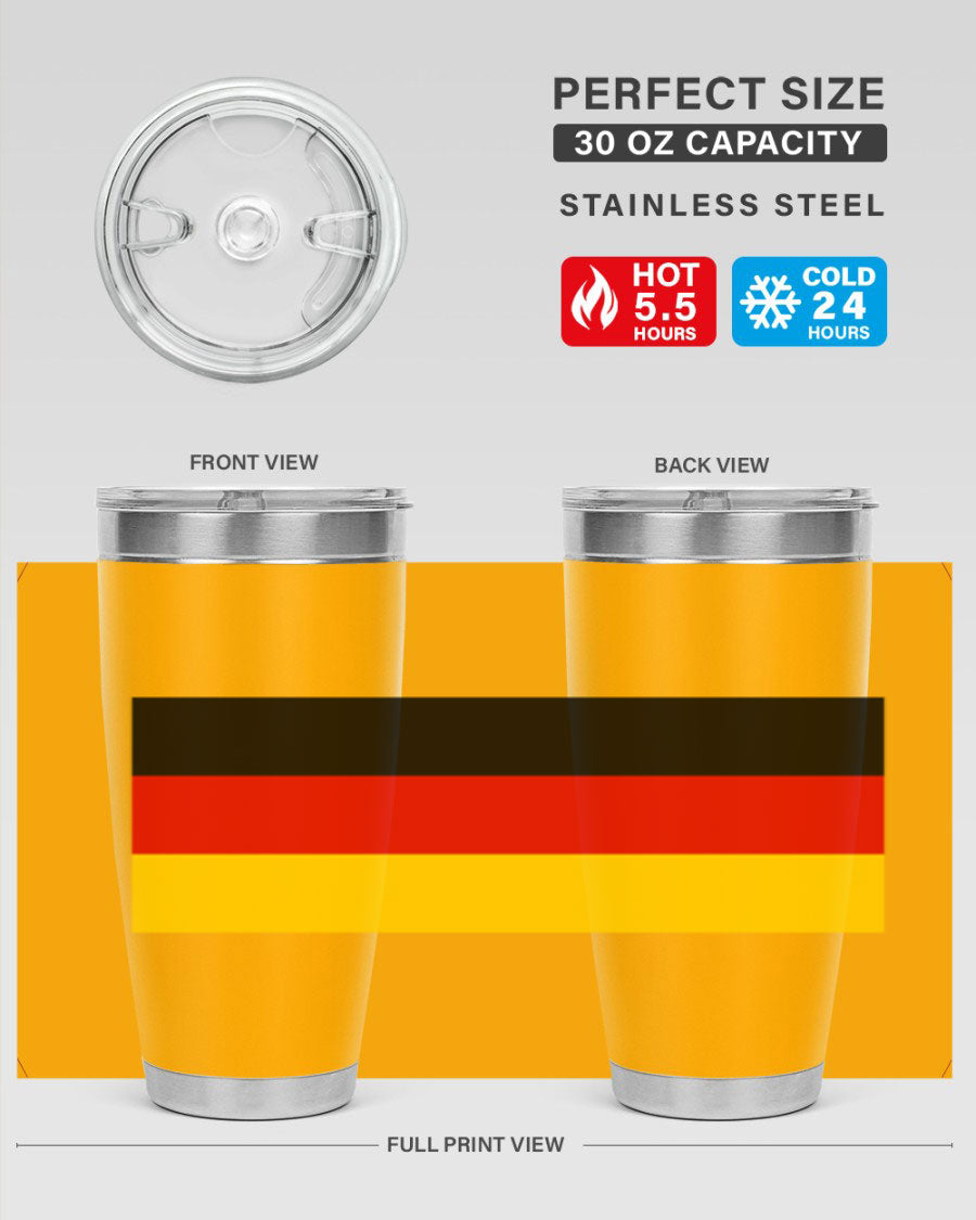 Germany 133# Tumbler showcasing double wall vacuum insulation and a drink-thru lid, perfect for hot and cold beverages.