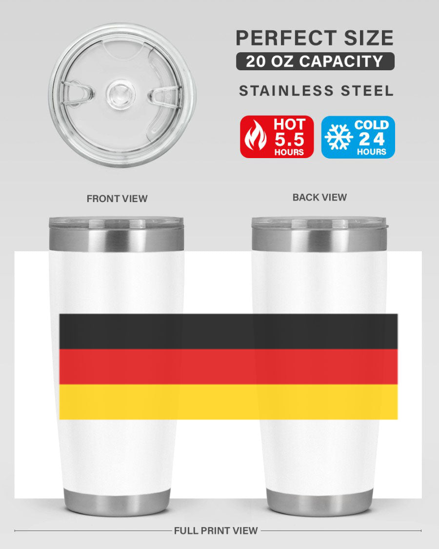 Germany 133# Tumbler showcasing double wall vacuum insulation and a drink-thru lid, perfect for hot and cold beverages.