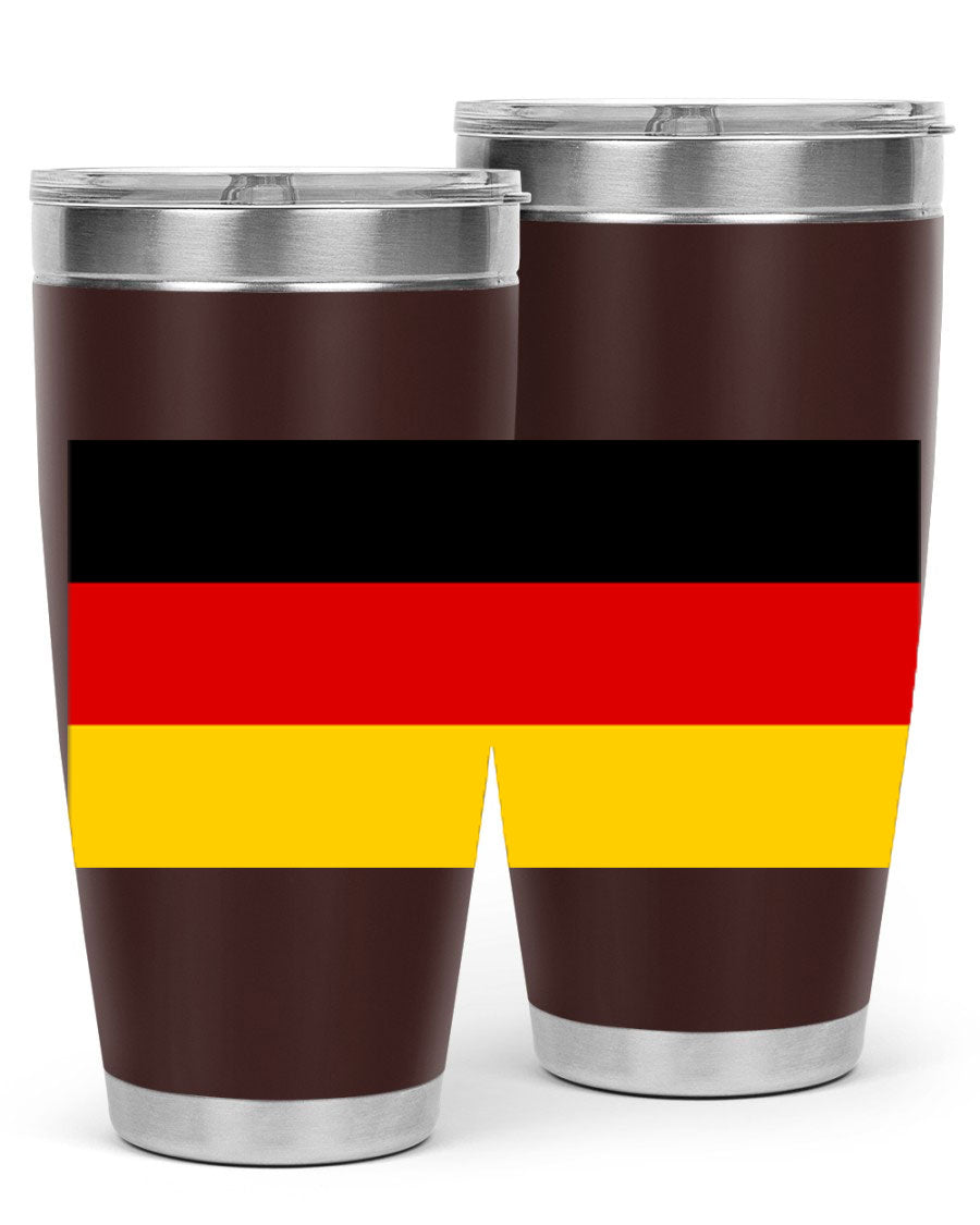 Germany 133# Tumbler showcasing double wall vacuum insulation and a drink-thru lid, perfect for hot and cold beverages.