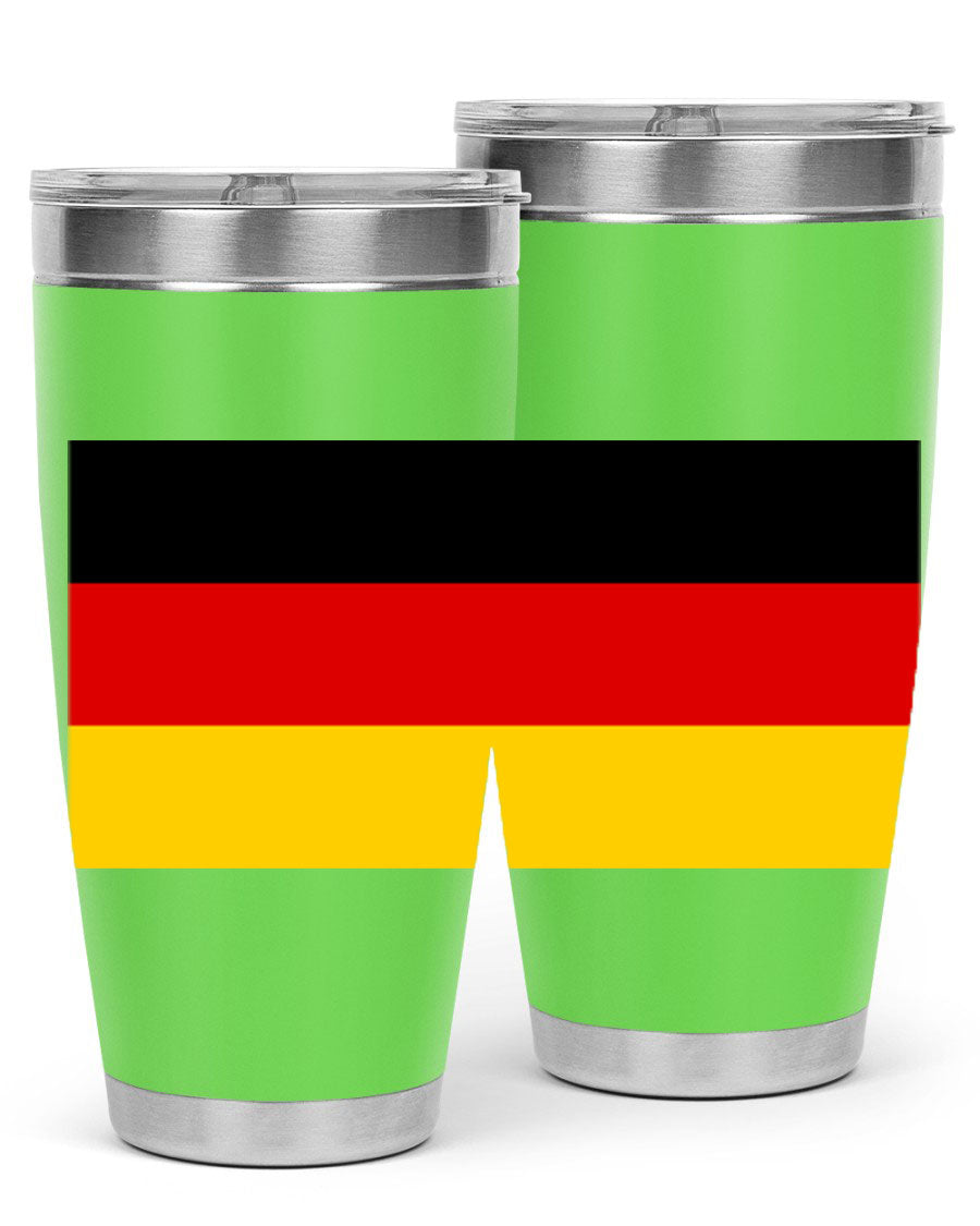 Germany 133# Tumbler showcasing double wall vacuum insulation and a drink-thru lid, perfect for hot and cold beverages.