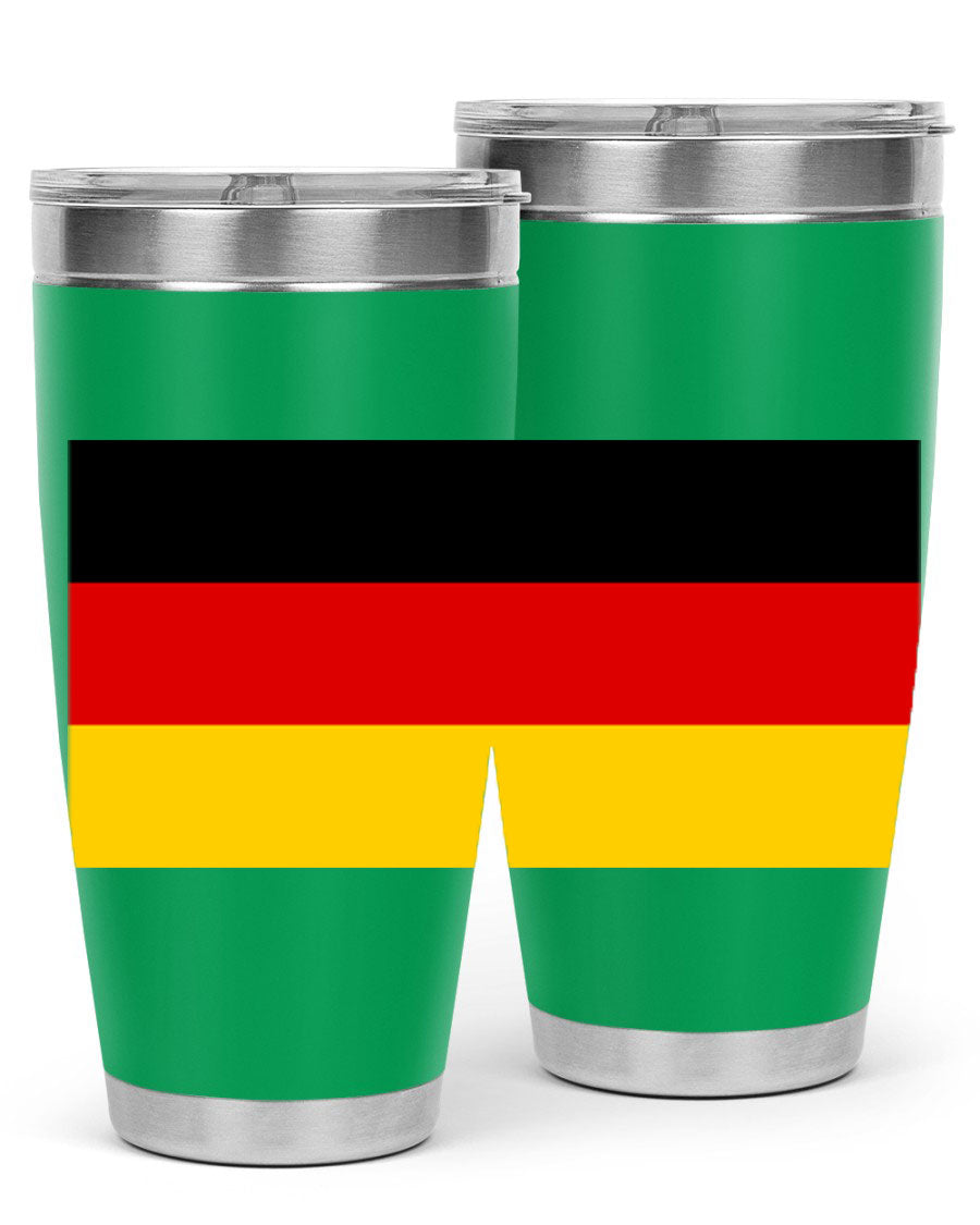 Germany 133# Tumbler showcasing double wall vacuum insulation and a drink-thru lid, perfect for hot and cold beverages.