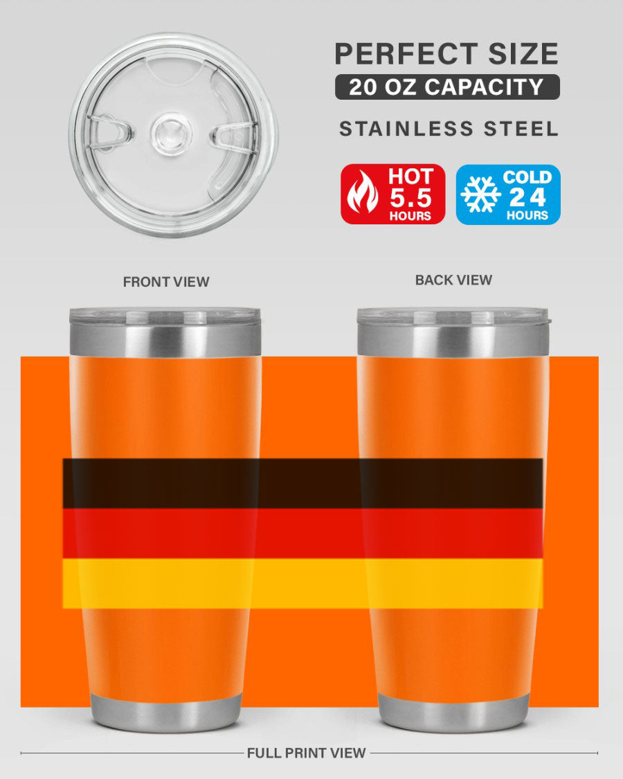 Germany 133# Tumbler showcasing double wall vacuum insulation and a drink-thru lid, perfect for hot and cold beverages.