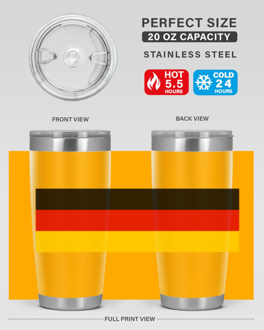 Germany 133# Tumbler showcasing double wall vacuum insulation and a drink-thru lid, perfect for hot and cold beverages.
