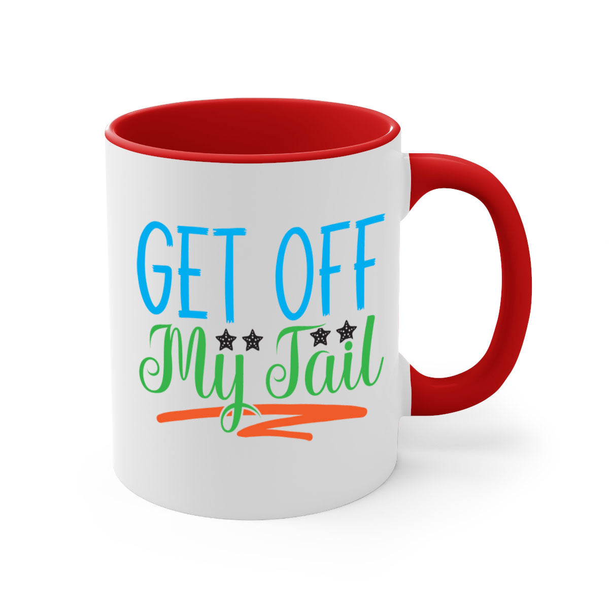 Get Off My Tail 179# Mermaid Mug featuring a glossy finish, colored handle, and interior, available in multiple colors.