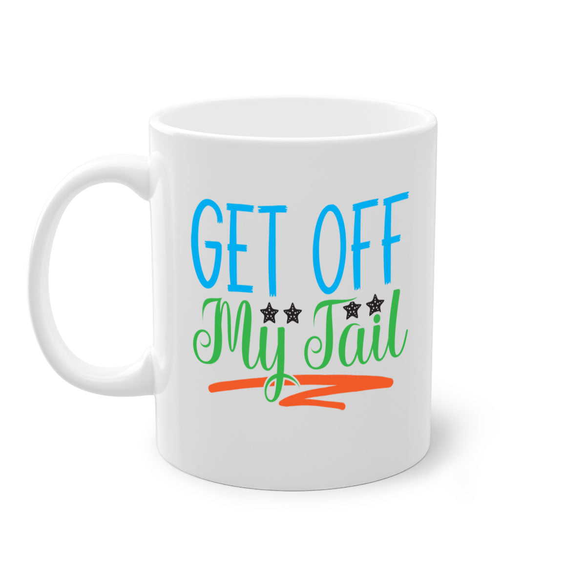 Get Off My Tail 179# Mermaid Mug featuring a glossy finish, colored handle, and interior, available in multiple colors.