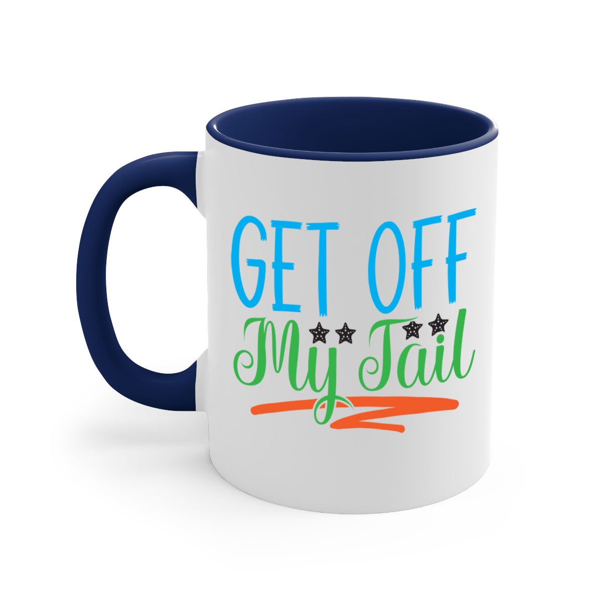 Get Off My Tail 179# Mermaid Mug featuring a glossy finish, colored handle, and interior, available in multiple colors.
