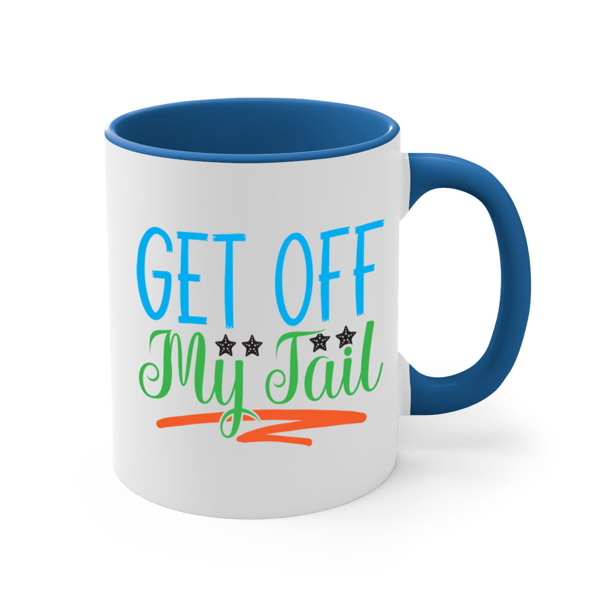 Get Off My Tail 179# Mermaid Mug featuring a glossy finish, colored handle, and interior, available in multiple colors.